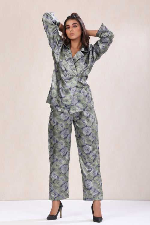 Flower Bed Reefer Coat Pajama Set