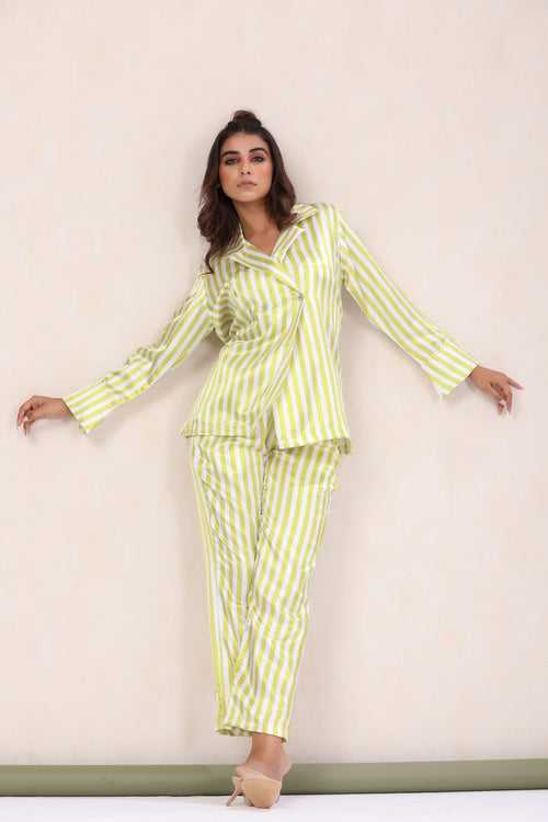 All Stripes Reefer Coat Pajama Set