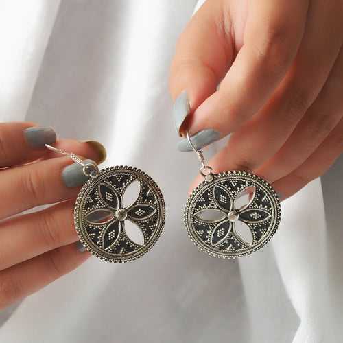 Flower coin earrings