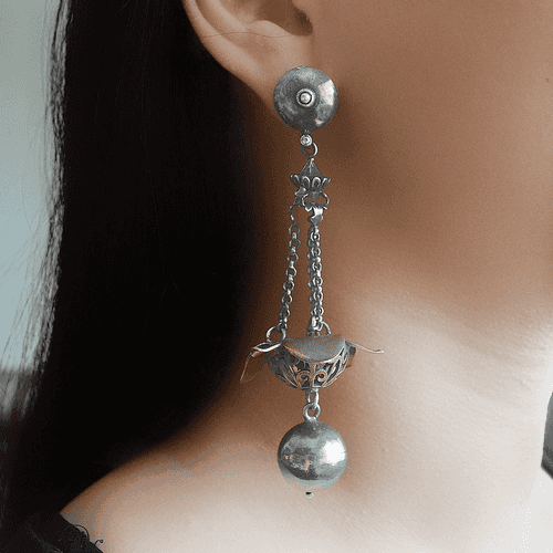 Classy fusion silver earrings
