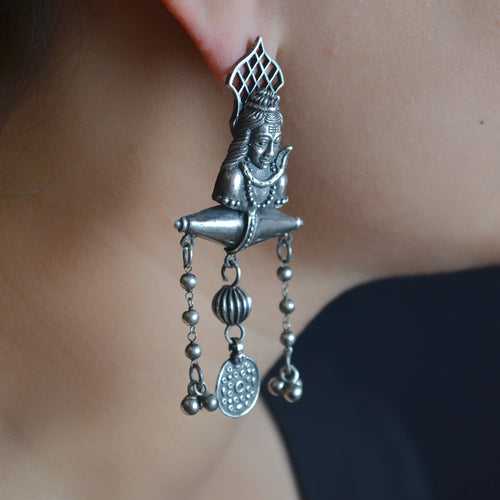 Temple style silver danglers