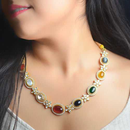 Aradhya jadau kundan silver necklace with earrings