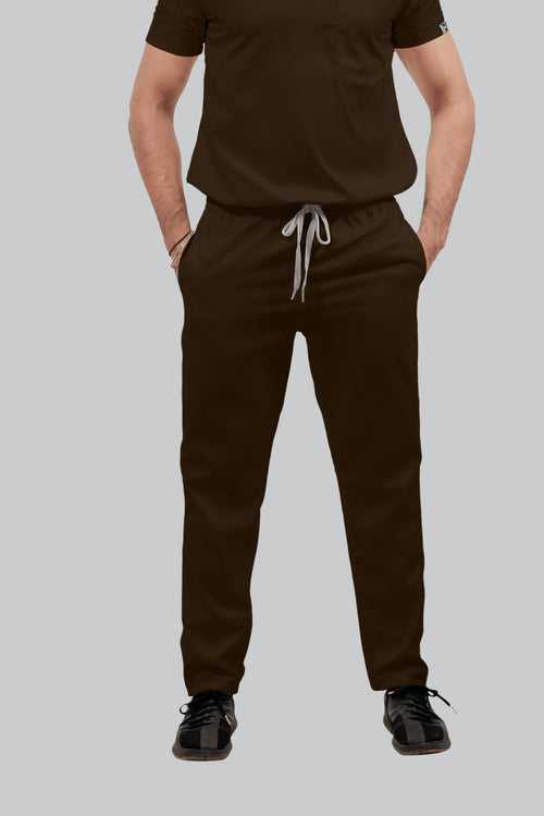 Stretchable (4Way) Male Brown Straight Scrub Pant