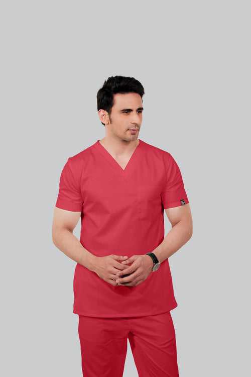 Stretchable (2Way) Male Coral V-Neck With Jogger Scrub Set