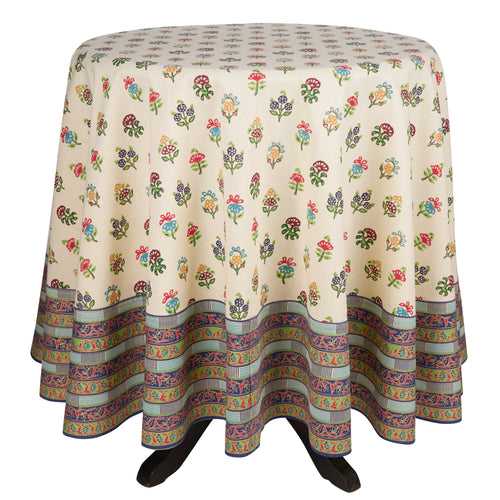 Round Table Cloth - Isra Booti Duck Egg