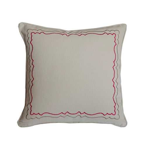 Scalloped Cushion Cover - Red with Brown