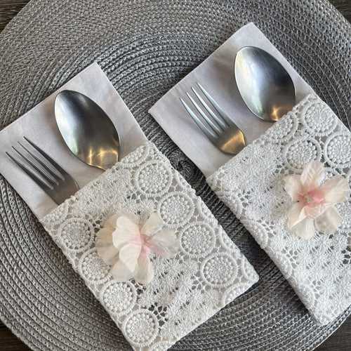 White Cutlery Pockets