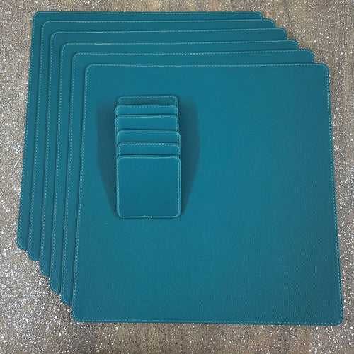 Aster Square Leather Table Mat & Coaster Set