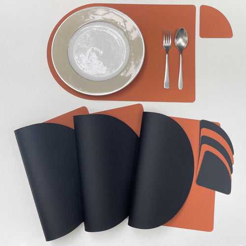 Double Sided Leather Table Mat & Coaster Set
