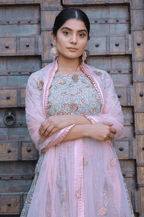 Grey Georgette Anarkali Dress