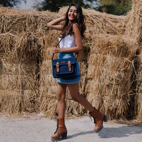 Navy Blue Satchel Bag