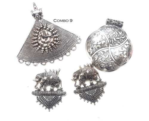 Antique Silver Pendants Combo 9 for Jewellery Making