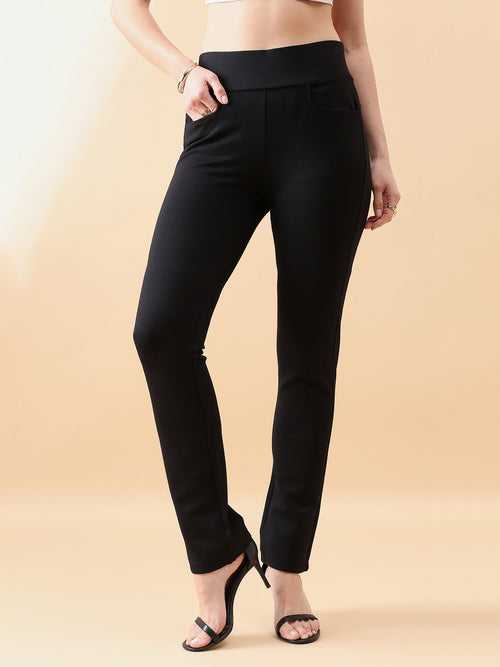 Stretch Pant with wide belt - Black