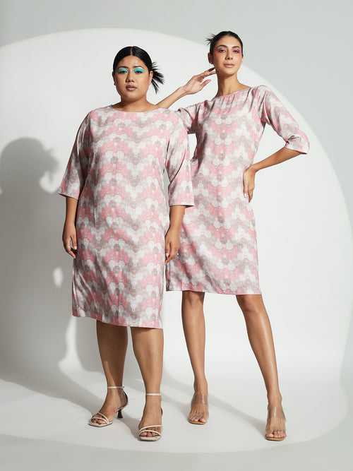 Printed Sheath Dress- Pink