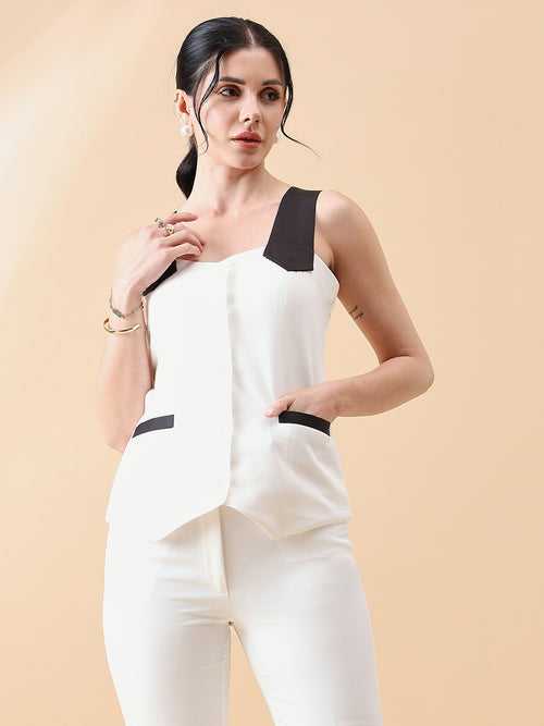 Waist Coat Top - White & Black