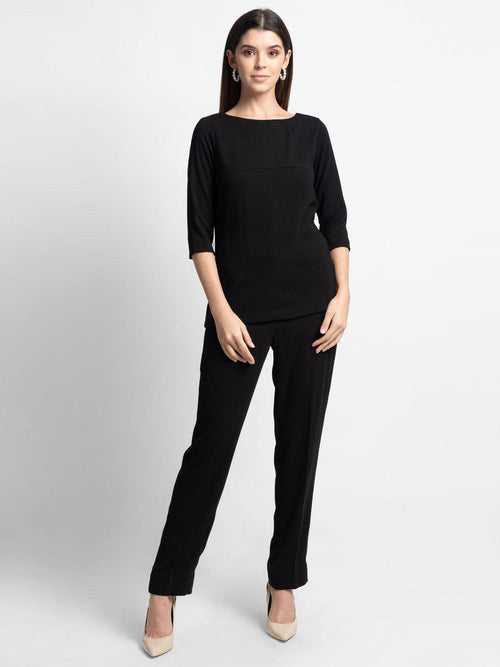 Elegant  Pant Suit - Black