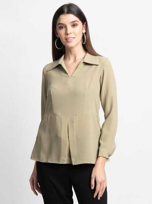 Collared Top - Celadon Green