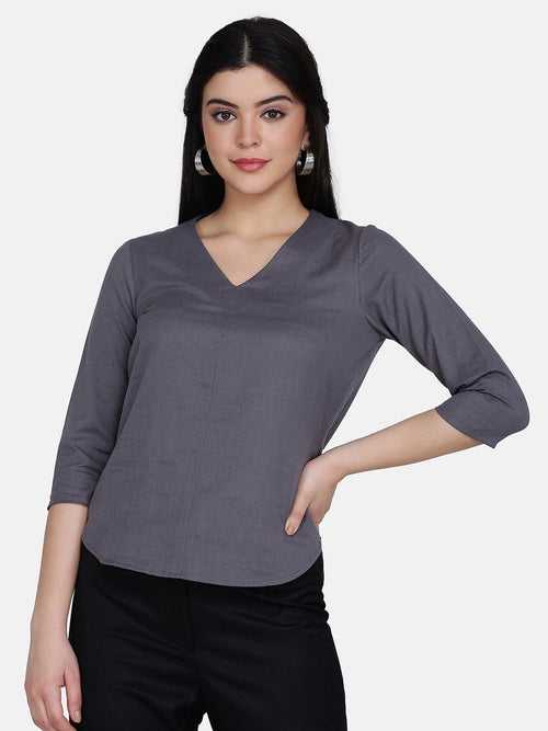 Women's Cotton Top Charcoal Grey