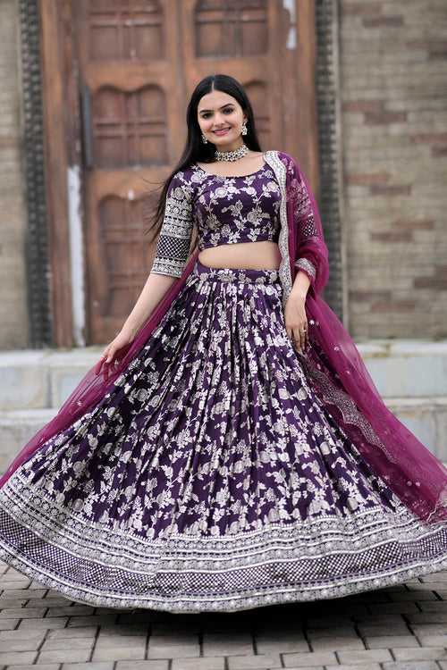 Designer Purple Dyeable Viscose Jacquard Lehenga Choli