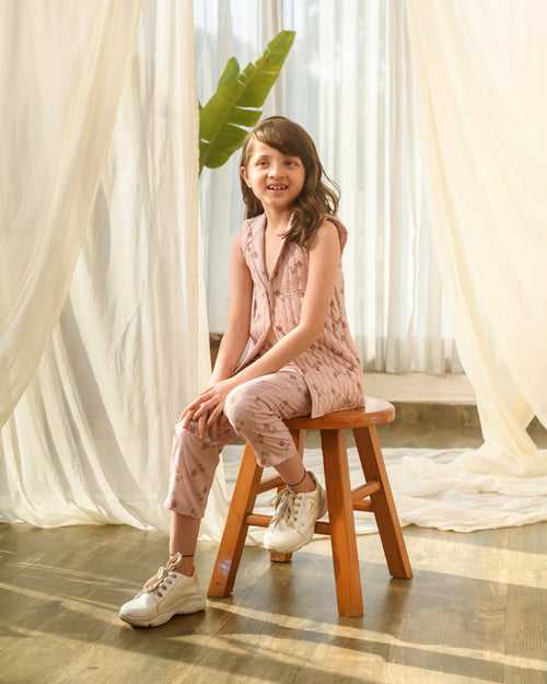 Rosey Pink Quilted Pant Suit Kids