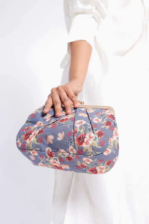 Persian Blue Floral Clutch