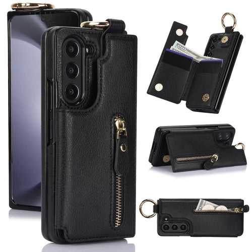 Elegant Ring Buckle Leather Wallet Case - Samsung