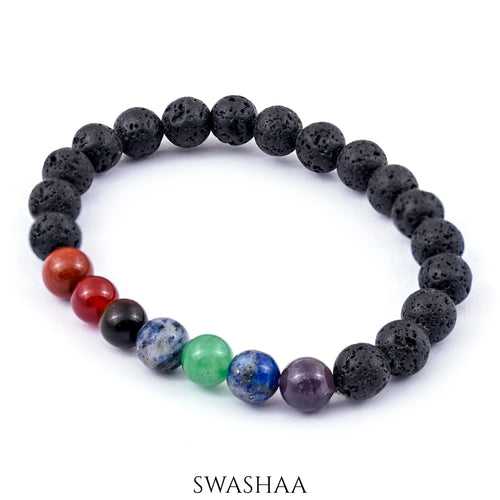 Lava 7 Chakra Women's Beaded Bracelet