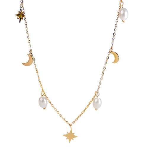Sun & Moon 18K Gold Plated Necklace