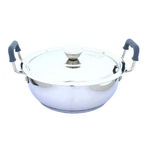 Stainless Steel Kadhai | Heavy | Sandwich Bottom | with Lid
