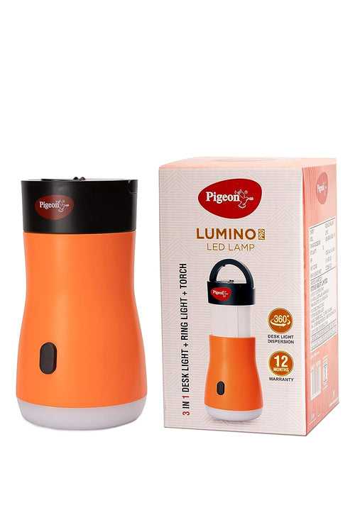 Pigeon Lumino Pro Desk, Torch Emergency Lamp with 1200mAH Battery (Orange) - 14595