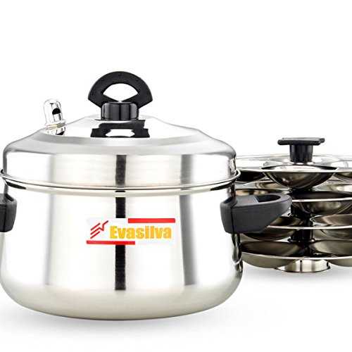 Murugan Evasilva 4 Plates - 16 idlies Stainless Steel Curve | Belly Shaped Idly Cooker | Induction Compatible