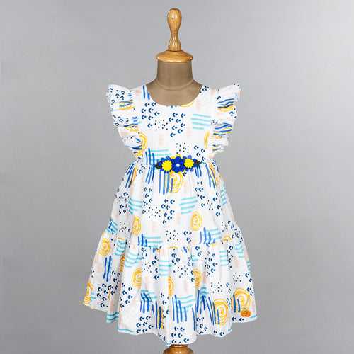 Frill Sleeves Cotton Girls Frock