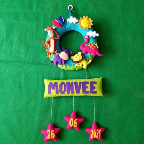 Handcrafted Personalized Round Animal Themed Felt Name Plate