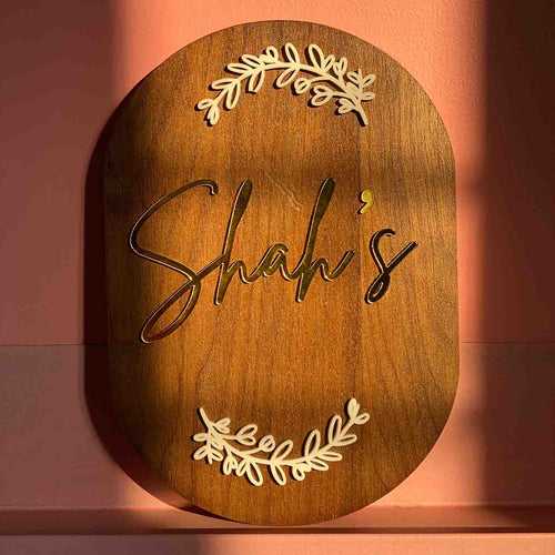 Minimal Capsule Wooden Name Plate with 3D Letters