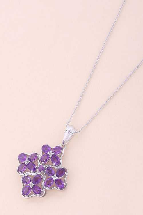 Amethyst & Sterling Silver Necklace Pendant Chain 10067174