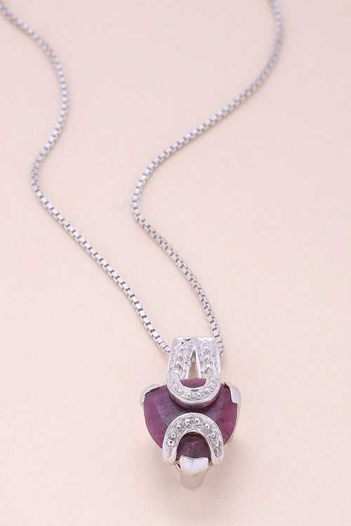 Ruby & Sterling Silver Necklace Pendant with Chain 10067183