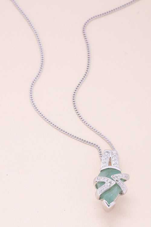Emerald & Sterling Silver Necklace Pendant with Chain 10067184