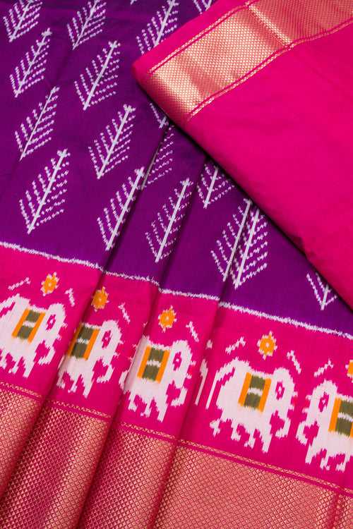 Universal Size Violet Ikat Pattu Pavadai Material 10069829