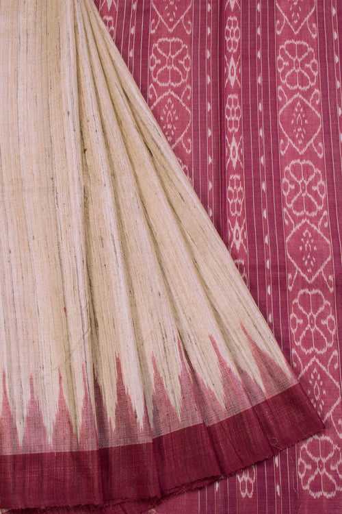 Tuscan Beige Gopalpur Tussar Silk Saree with Ikat pallu 10069908