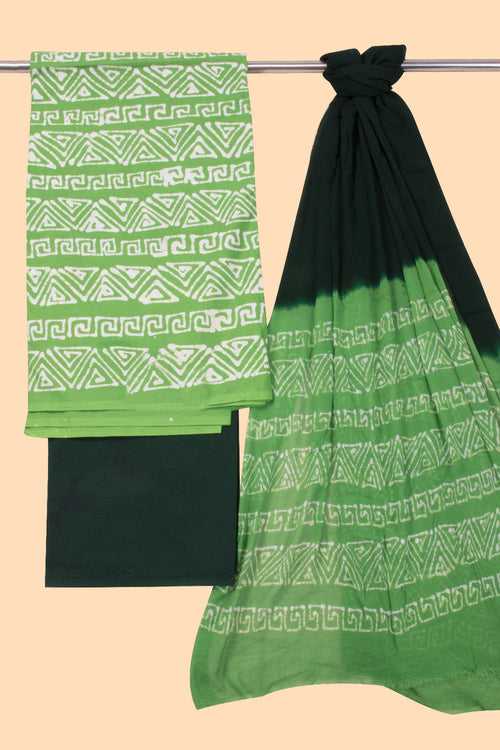 Pista Green Batik Cotton 3-Piece Salwar Suit Material 10069929