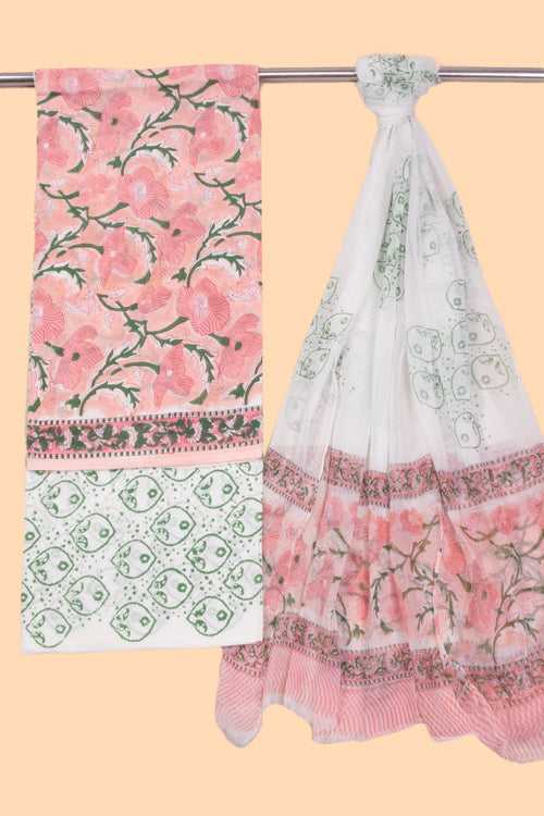 Pink 3-Piece Mulmul Cotton Salwar Suit Material 10070114