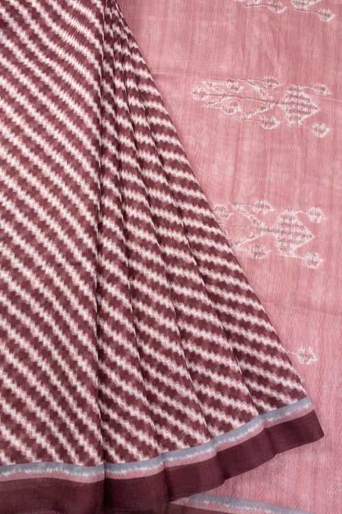 Maroon Digital Printed Linen Saree 10070287