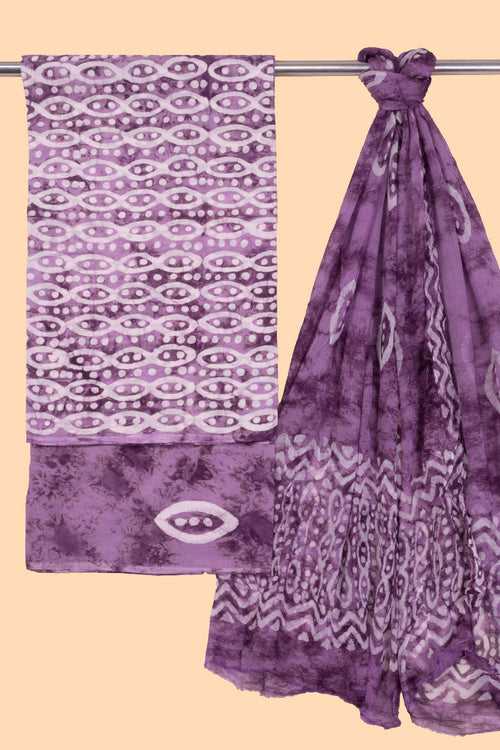 Purple 3-Piece Mulmul Cotton Salwar Suit Material 10070127