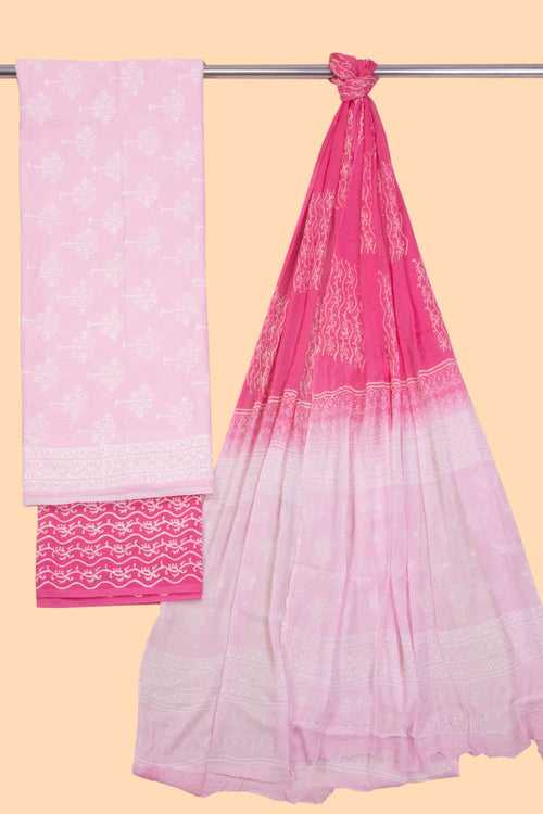 Pink 3-Piece Mulmul Cotton Salwar Suit Material 10070136