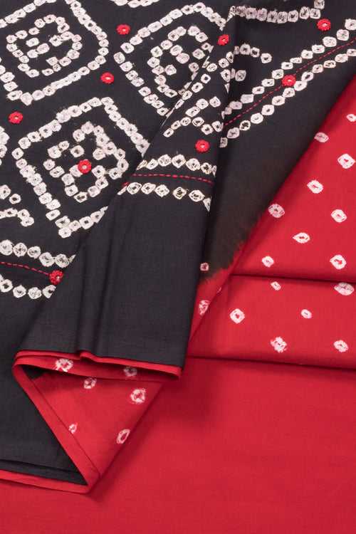 Black Bandhani Cotton 2-Piece Salwar Suit Material 10066567