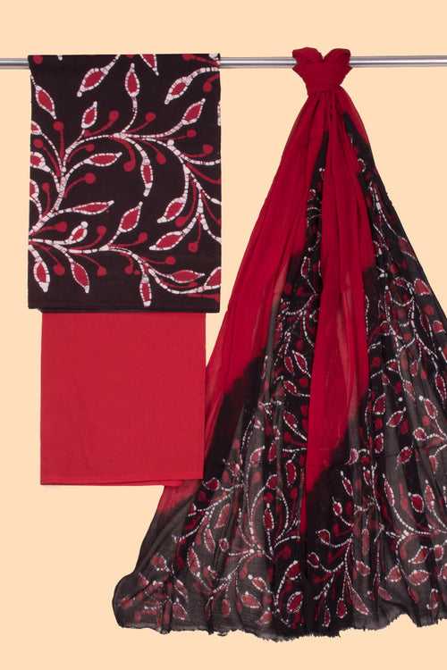 Dark Chocolate Batik Cotton 3-Piece Salwar Suit Material 10069928