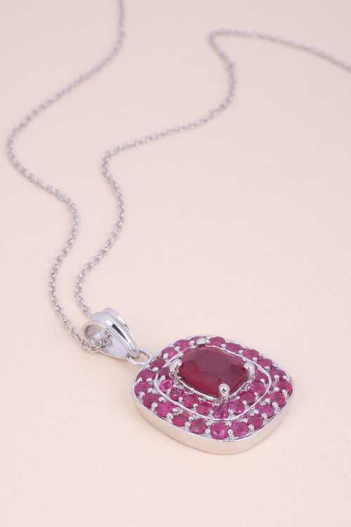 Ruby Silver Necklace Pendant Chain 10067169