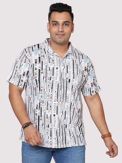 Men Plus Size Black Dotted Digital Printed Polo Collar T-shirt