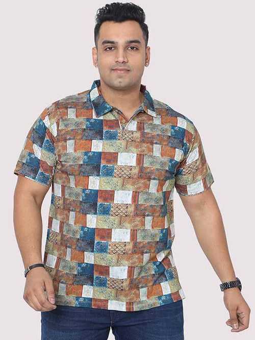 Men Plus SizeKing Digital Printed Polo Collar T-shirt
