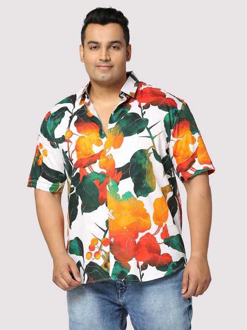Sunshade Digital Printed Half Shirt Men's Plus Size